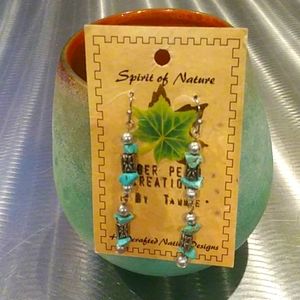 NWT TURQUOISE AND SILVER BEADED EARRINGS